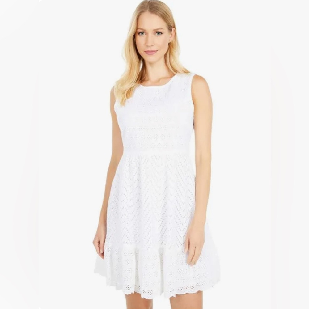 Vineyard Vines Women’s White Allamanda Eyelet Dress